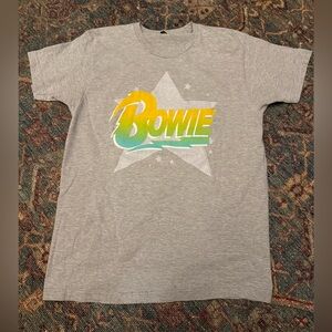 David Bowie Gray Tee with Colorful Graphic